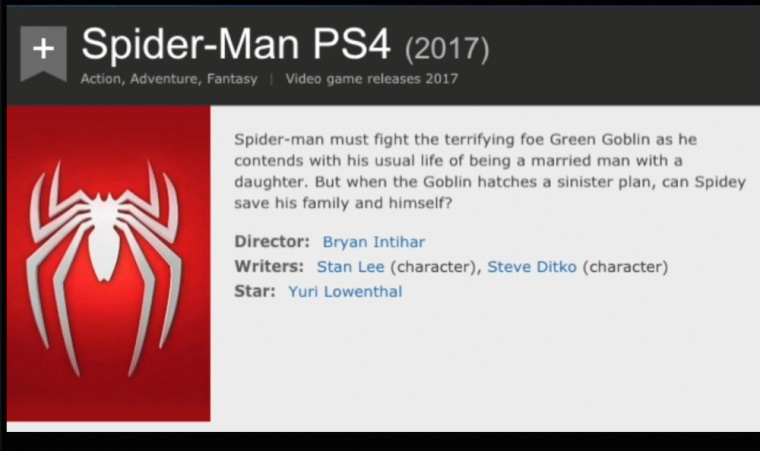 IMDB pravdepodobne leaklo detaily k novej Spider-Man hre pre PS4