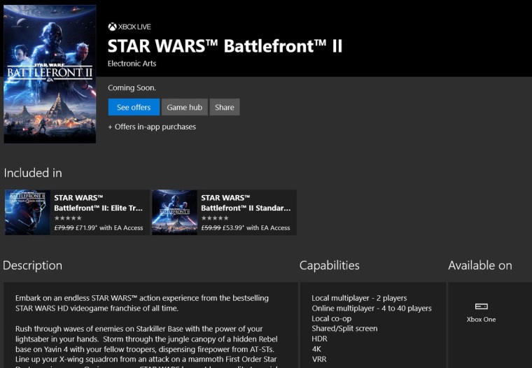 Star Wars Battlefront II bude ma na Xbox One X zapracovan VRR
