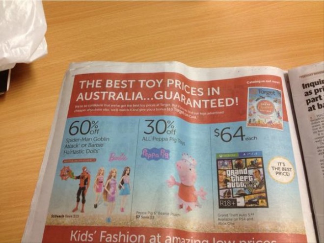 V Austrlii Target propagoval GTA V pri hrakch pre deti