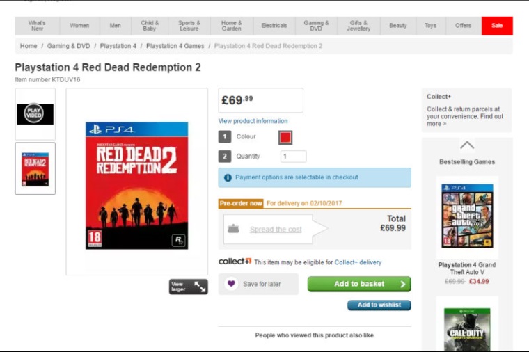 Britsk online obchod leakol mon dtum vydania Red Dead Redemption 2