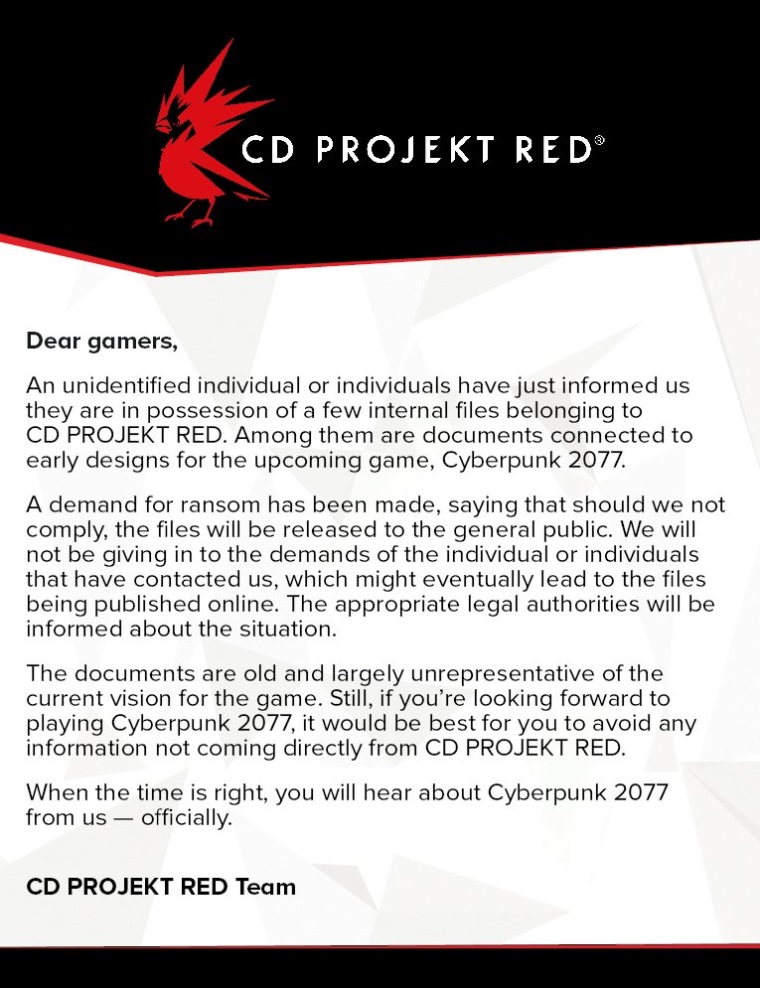 CD Projektu ukradli intern sbory o Cyberpunk 2077