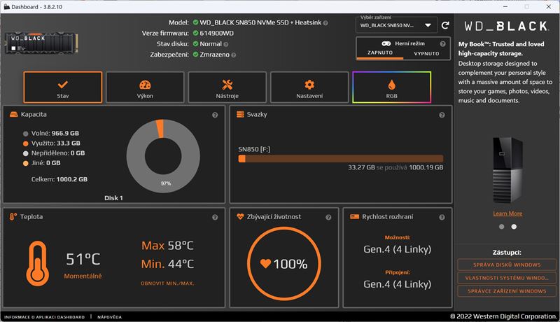 WD_BLACK P40 a SN850 - SSD disky s RGB 